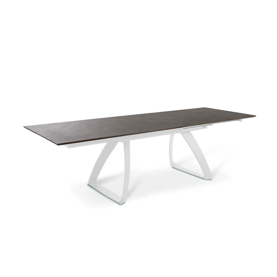 Mesa extensible hasta 270 cm con tapa de HPL y base de aluminio - Villongo viadurini