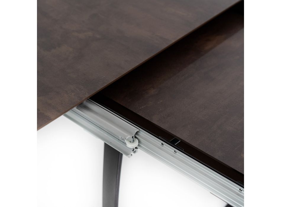 Mesa extensible hasta 270 cm con tapa de HPL y base de aluminio - Villongo viadurini