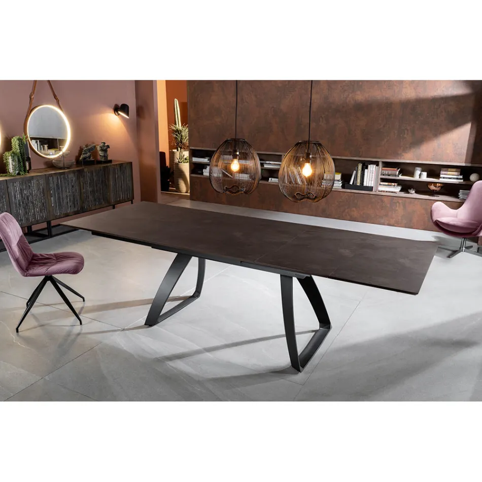 Mesa extensible hasta 270 cm con tapa de HPL y base de aluminio - Villongo viadurini