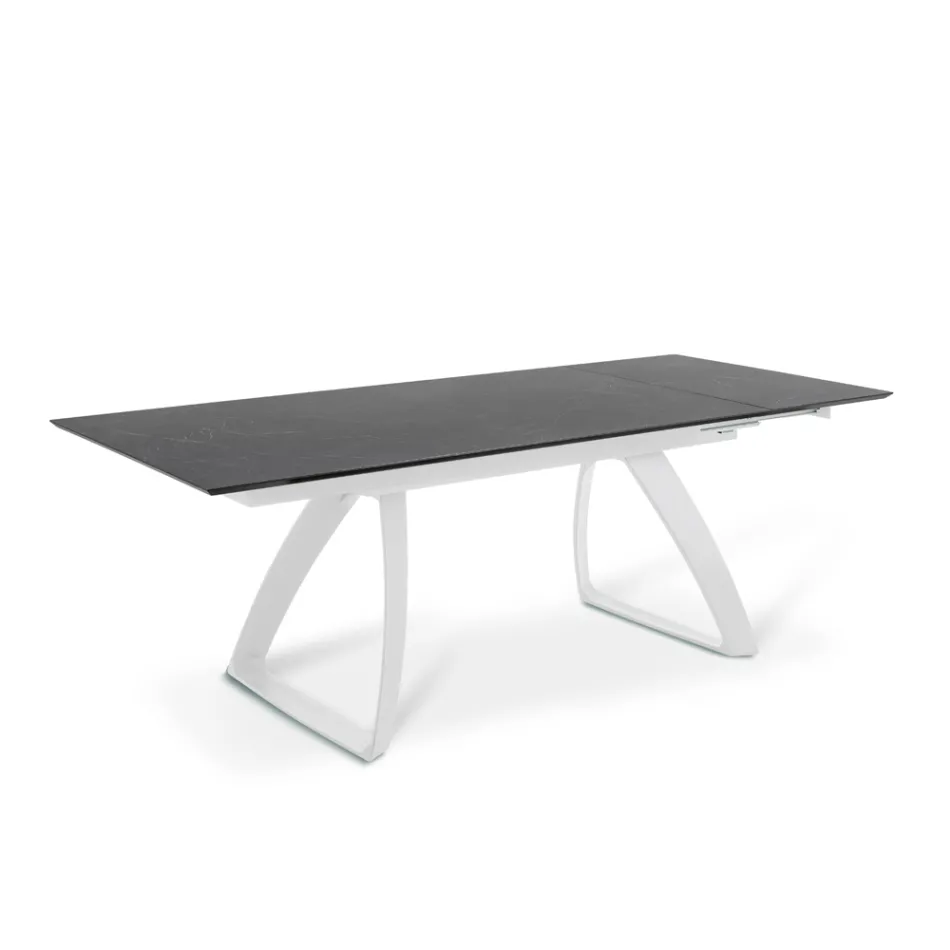 Mesa extensible hasta 270 cm con tapa de HPL y base de aluminio - Villongo viadurini