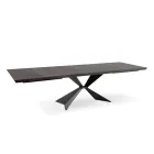 Mesa extensible hasta 300 cm con base de metal y tapa de roble - Marino viadurini
