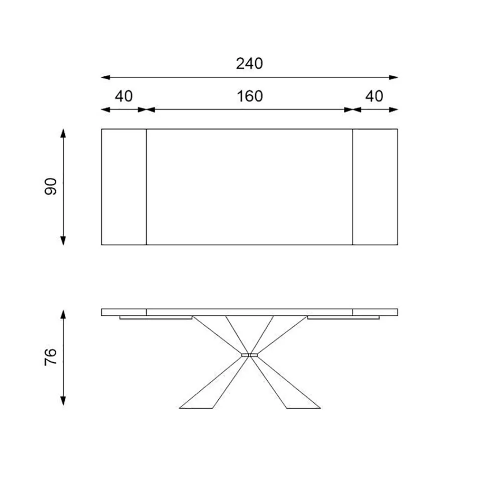 Mesa extensible hasta 300 cm con base de metal y tapa de roble - Marino viadurini