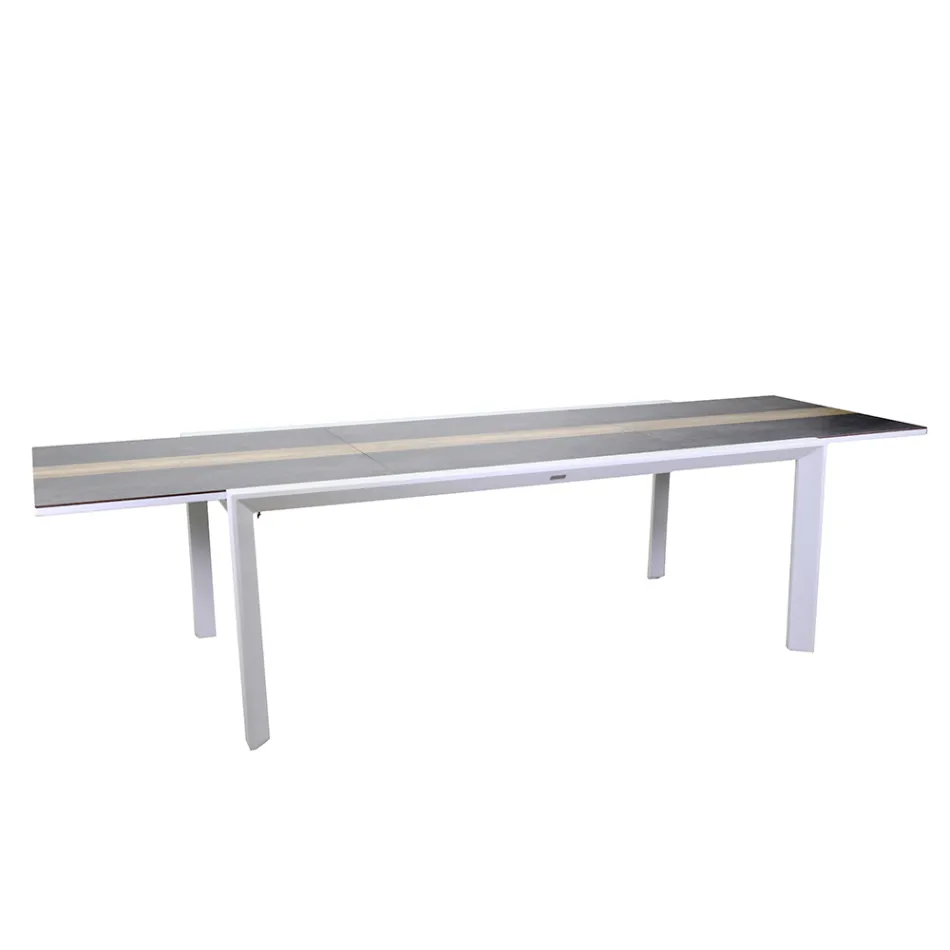 Mesa extensible 300 cm en aluminio con inserto HPL - Righello viadurini