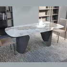 Mesa extensible de 300 cm en metal y tablero de piedra sinterizada - Taviria viadurini