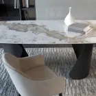 Mesa extensible de 300 cm en metal y tablero de piedra sinterizada - Taviria viadurini