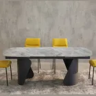 Mesa extensible de 300 cm en metal y tablero de piedra sinterizada - Taviria viadurini