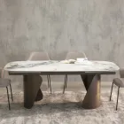 Mesa extensible de 300 cm en metal y tablero de piedra sinterizada - Taviria viadurini