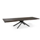 Mesa Extensible hasta 300 cm en Chapa de Roble y Base de Metal Negro - Xino viadurini