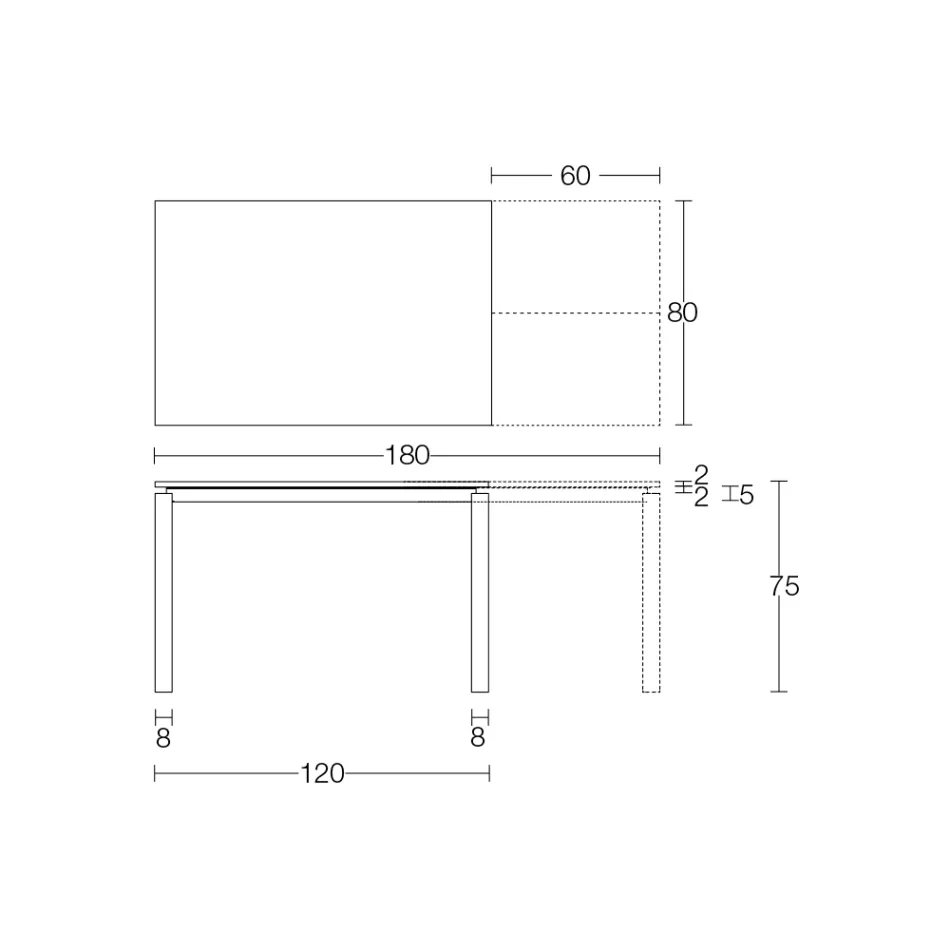 Mesa extensible de 310 cm con tablero laminado y base de metal - Spilla viadurini