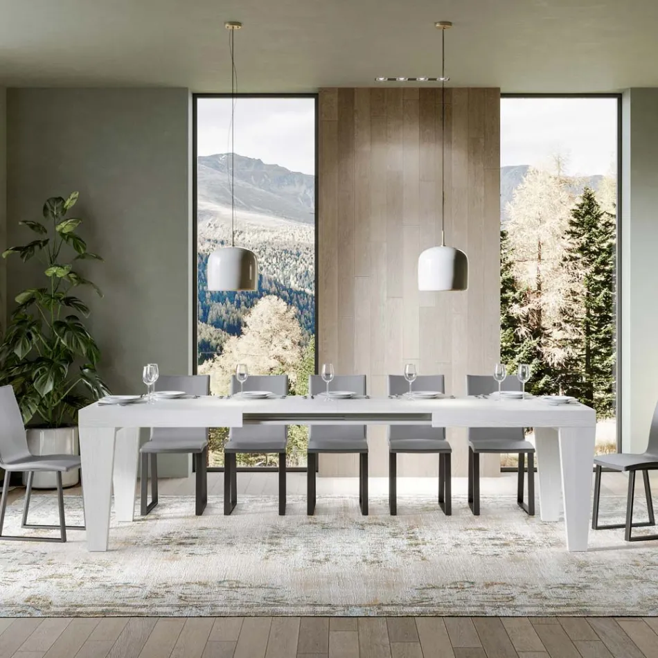 Mesa extensible hasta 440 cm Disponible en diferentes acabados - Montaña viadurini