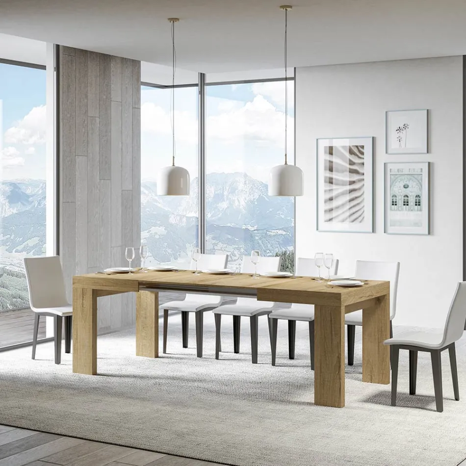 Mesa extensible hasta 440 cm en micropartículas de madera Made in Italy - Árbol viadurini