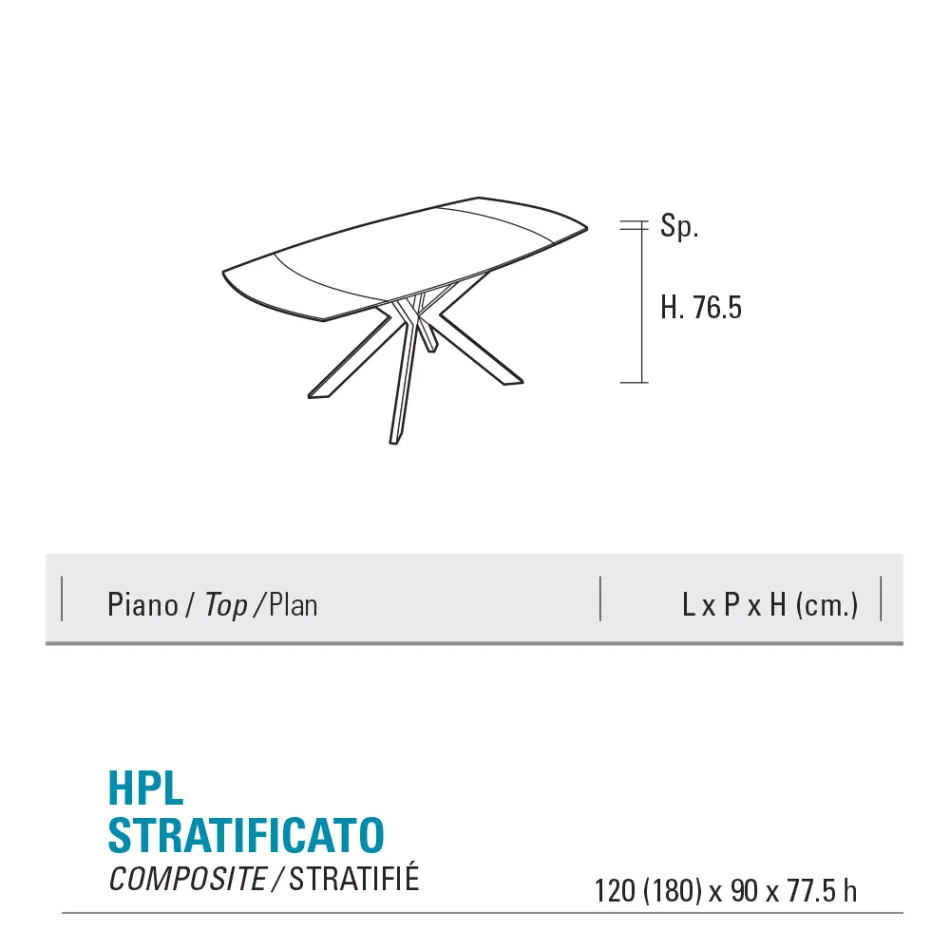 Mesa de barril extensible en HPL estratificado con diferentes acabados - Incontro viadurini