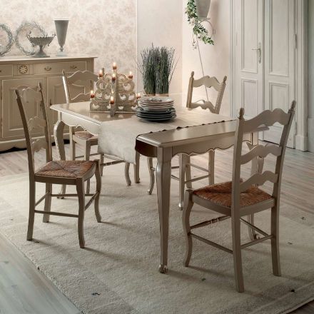 Mesa extensible con 4 sillas en gris tórtola claro Made in Italy - Celestino viadurini