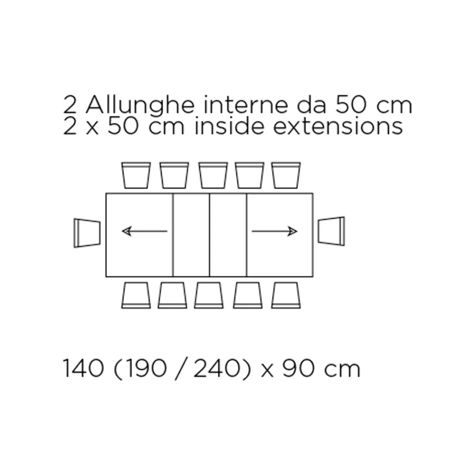 Mesa Extensible con Apertura Central y Borde Abatible Made in Italy - Dálmata viadurini