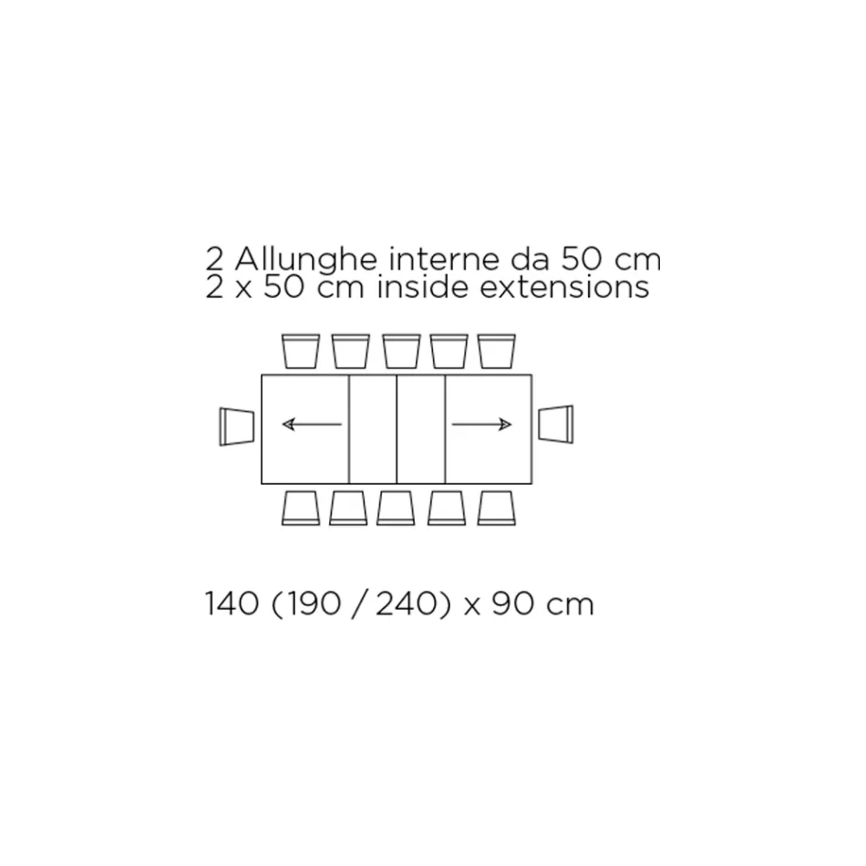 Mesa Extensible con Apertura Central Sincronizada en Laminado - Settimmio viadurini