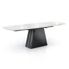 Mesa Extensible con Base de Acero y Tapa de Cerámica Acabado Mármol - Emilia  viadurini