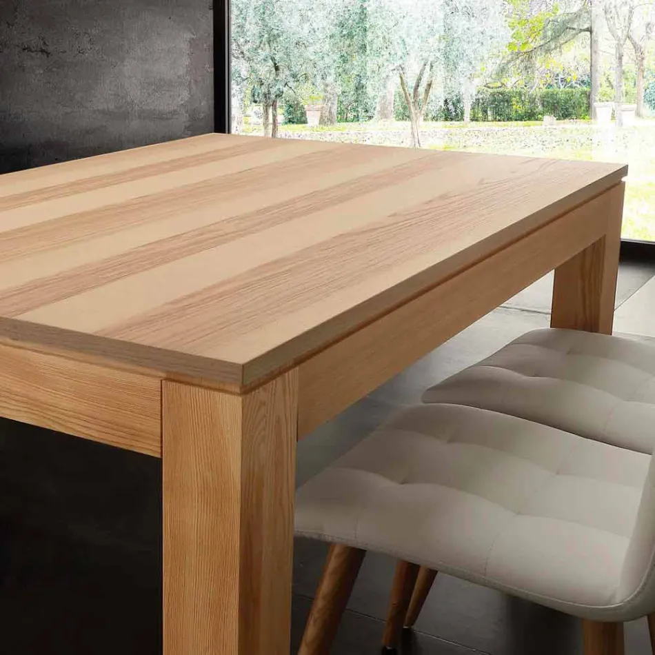 Mesa extensible con patas de madera sólida y la parte superior listellare Indiana viadurini