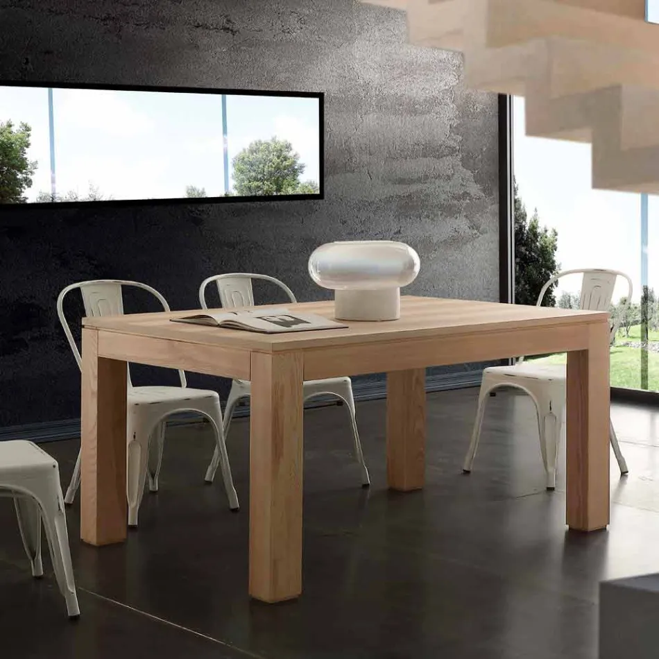 Mesa extensible con patas de madera sólida y la parte superior listellare Indiana viadurini