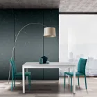 Mesa Extensible con Patas de Metal Blanco y Tapa de Melamina - Shaila viadurini