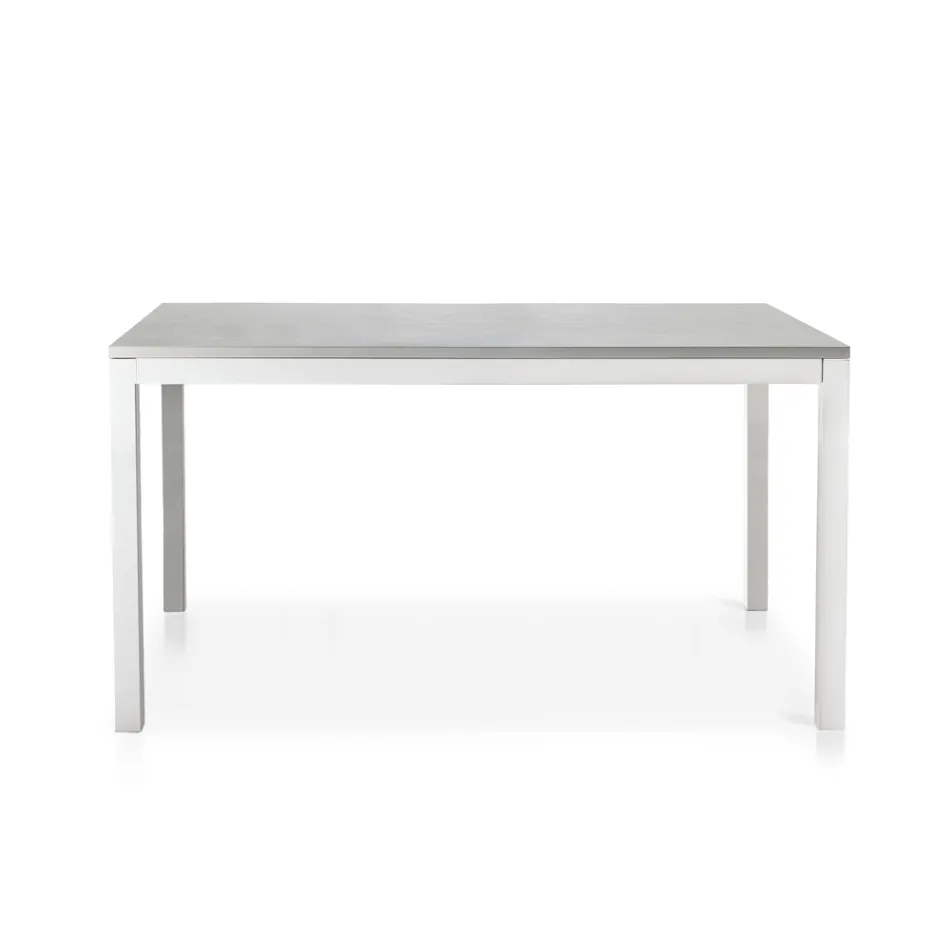 Mesa Extensible con Patas de Metal Blanco y Tapa de Melamina - Shaila viadurini
