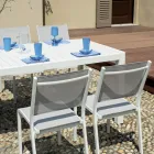 Mesa extensible con patas correderas y tablero de lamas de aluminio - Supernova viadurini