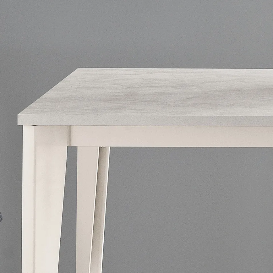 Mesa Extensible con Tapa de Melamina Cemento Blanco Hielo - Ariel viadurini