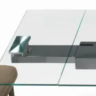 Mesa extensible con tapa de cristal Made in Italy - Equatore viadurini