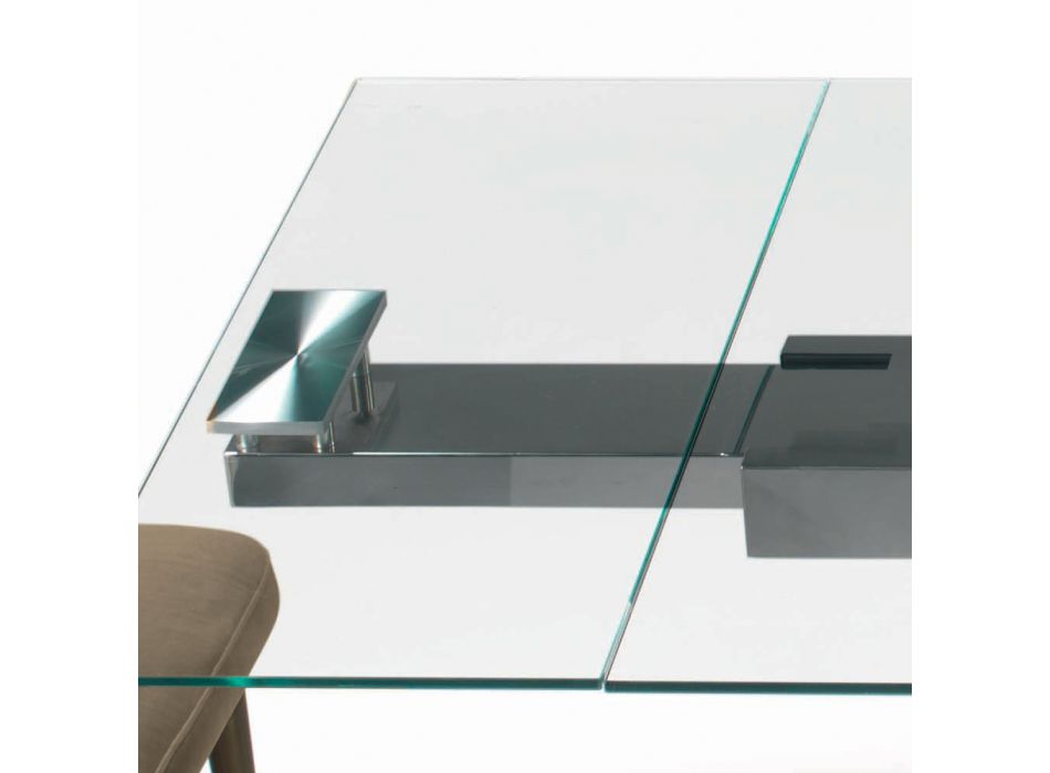 Mesa extensible con tapa de cristal Made in Italy - Equatore viadurini