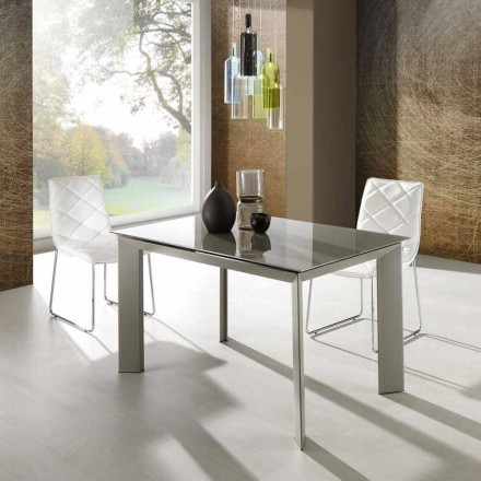 Zeno mesa con gris oscuro pintado tapa de cristal templado viadurini