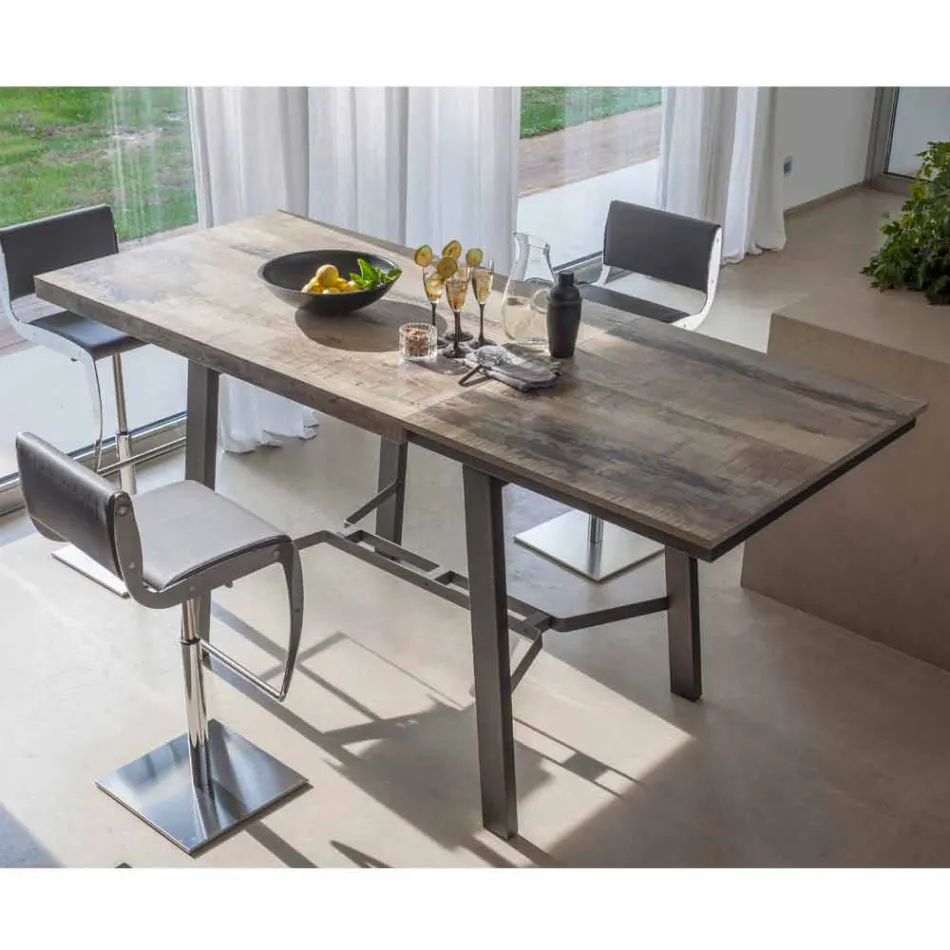 Mesa de comedor extensible en madera y metal hasta 280 cm - Gallotto viadurini