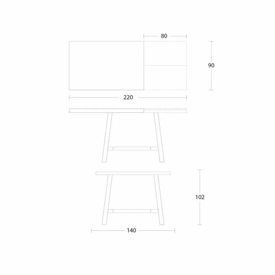 Mesa de comedor extensible en madera y metal hasta 280 cm - Gallotto viadurini
