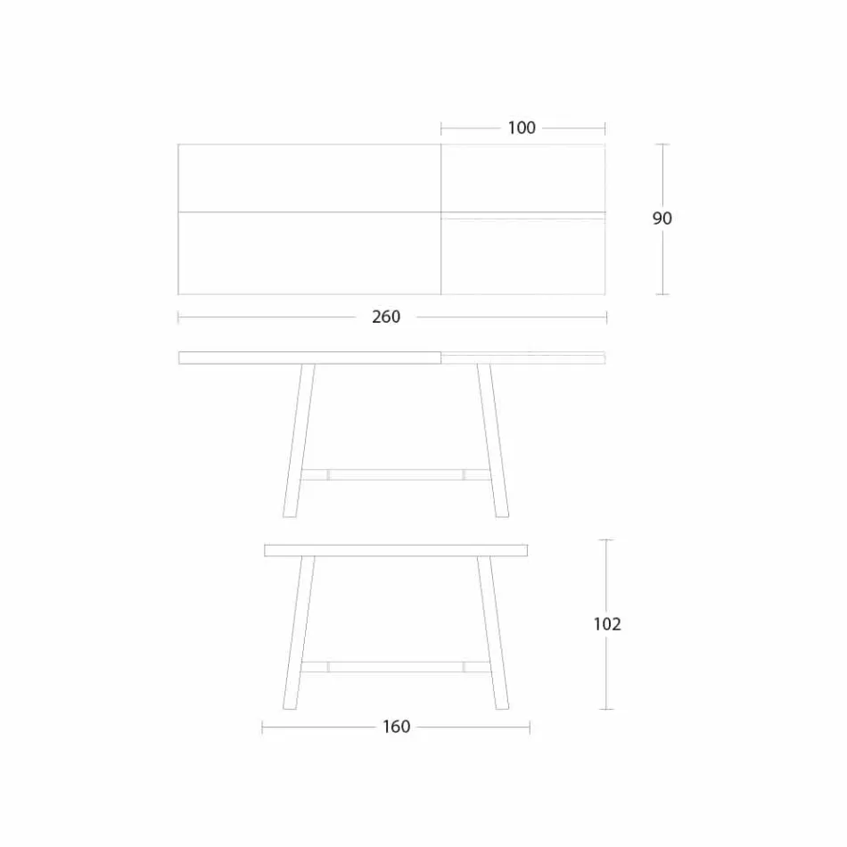 Mesa de comedor extensible en madera y metal hasta 280 cm - Gallotto viadurini
