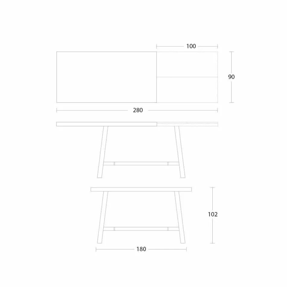 Mesa de comedor extensible en madera y metal hasta 280 cm - Gallotto viadurini