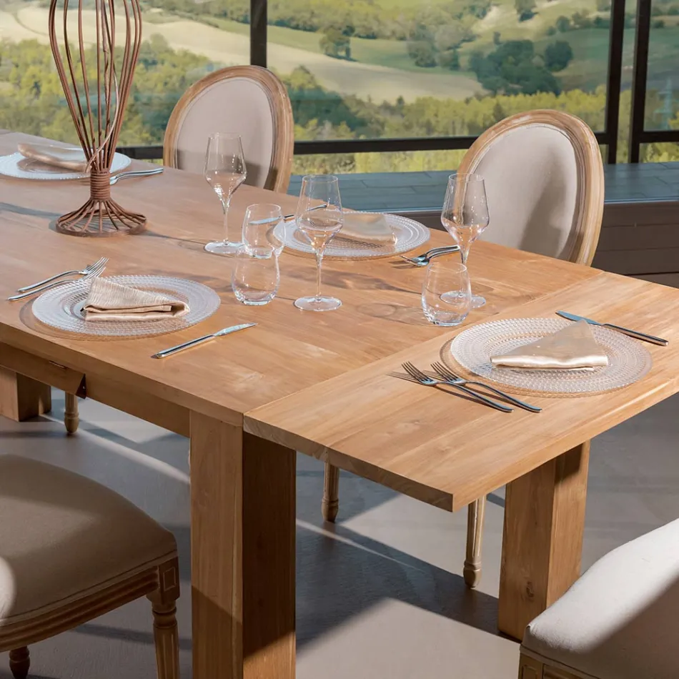 Mesa de salón extensible de madera maciza de teca - Fidia viadurini
