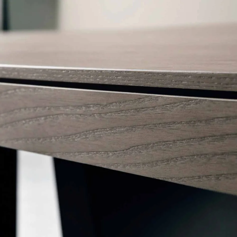 Mesa de diseño extensible en madera de roble fabricada en Italia Zerba viadurini