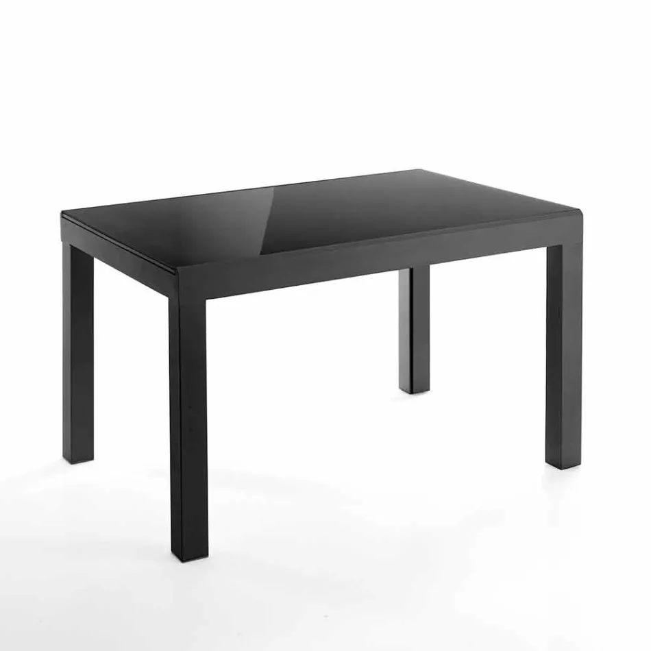Mesa de diseño extensible en vidrio y metal, guerrero viadurini