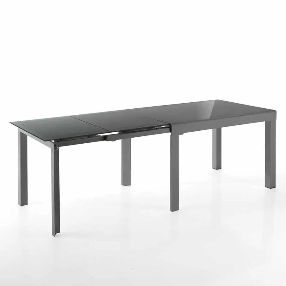 Mesa de diseño extensible en vidrio y metal, guerrero viadurini