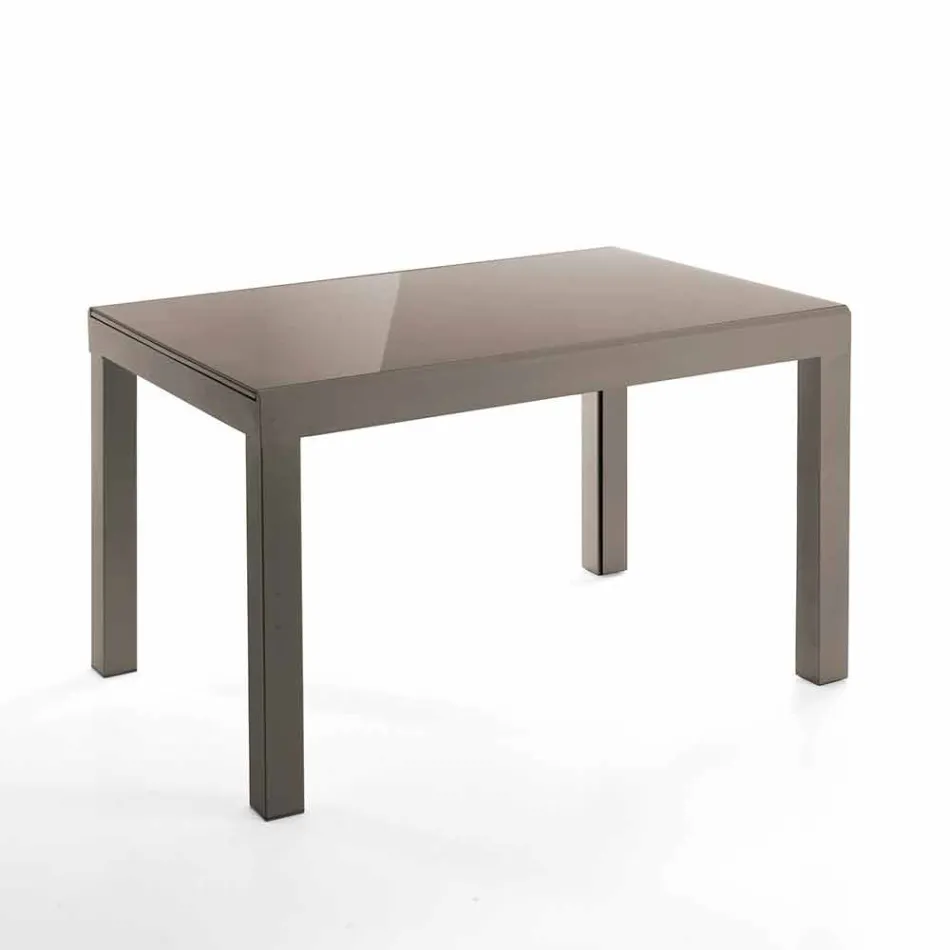 Mesa de diseño extensible en vidrio y metal, guerrero viadurini