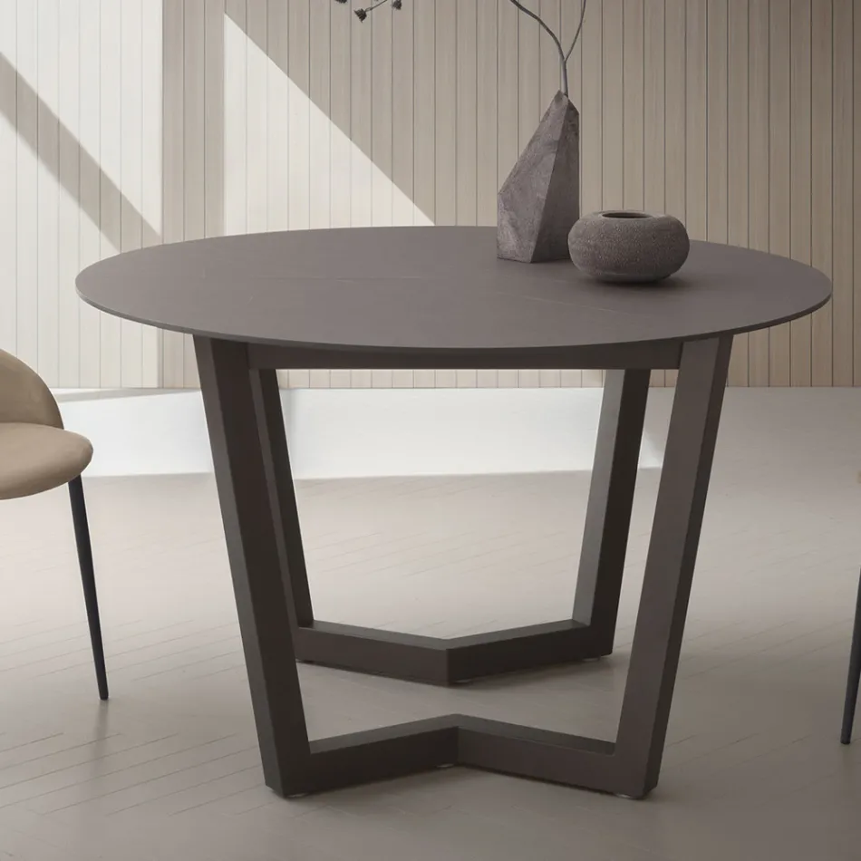 Mesa Extensible Hasta 180 cm Redonda Hpl Laminado Made in Italy - Bastiano viadurini