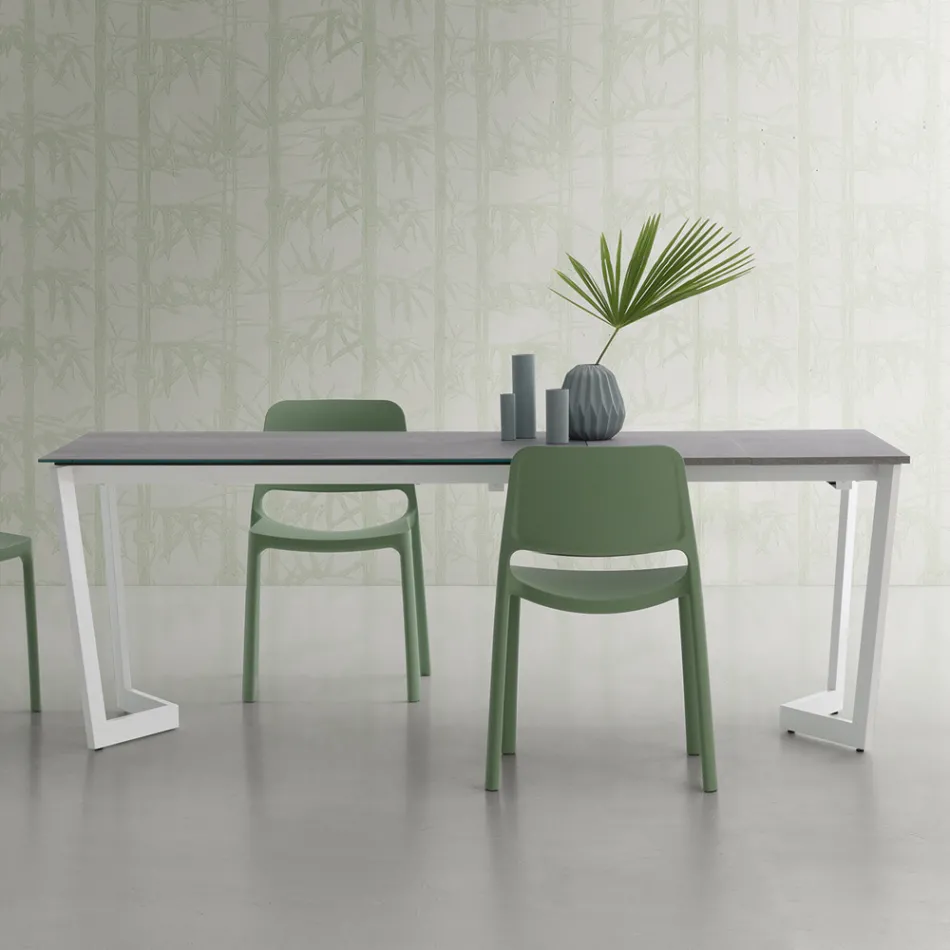 Mesa Extensible Hasta 238 cm con Tapa de Laminam Made in Italy - Pablito viadurini