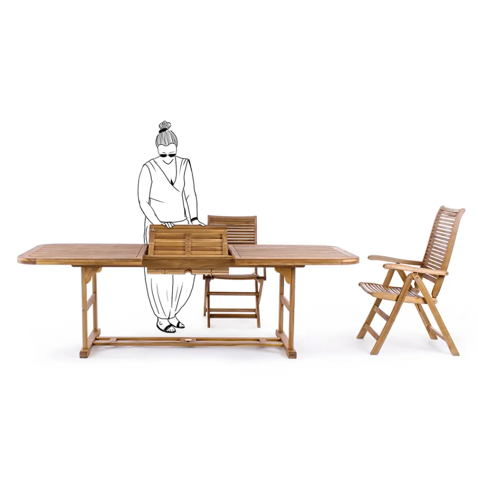 Mesa de Jardín Extensible de Madera hasta 240 cm, de Design - Roxen viadurini