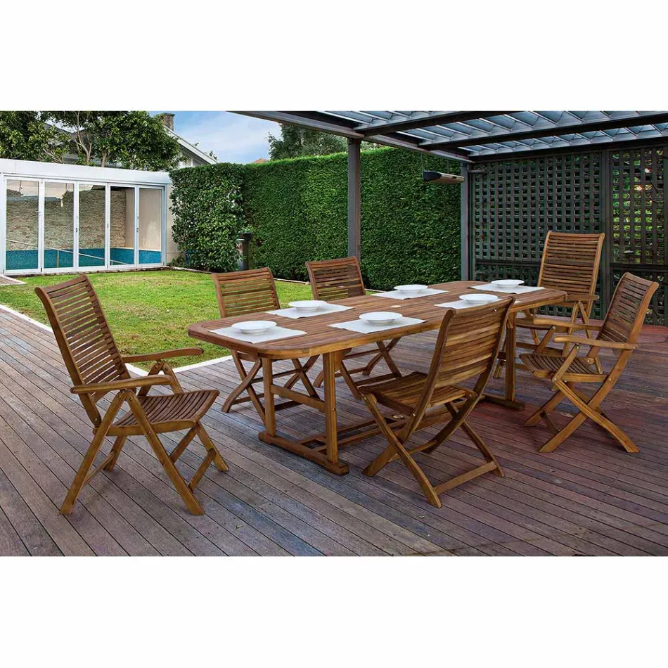 Mesa de Jardín Extensible de Madera hasta 240 cm, de Design - Roxen viadurini