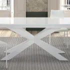 Mesa extensible hasta 278 cm en vidrio y acero blanco Made in Italy - Grotta viadurini