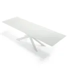 Mesa extensible hasta 278 cm en vidrio y acero blanco Made in Italy - Grotta viadurini