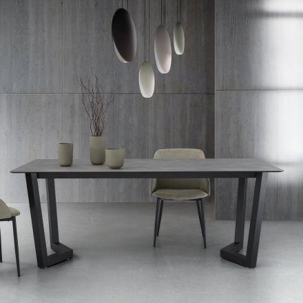 Mesa Extensible Hasta 300 cm Base Metálica Made in Italy - Bastiano viadurini