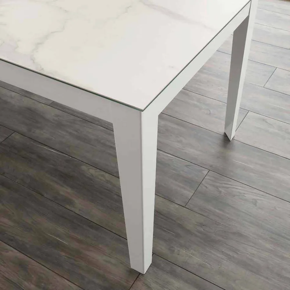 Mesa extensible hasta 380 cm in vitro de cerámica y metal Cagliari. viadurini