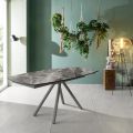 Mesa extensible hasta 180 cm en cerámica sobre vidrio y metal - Lozzolo
