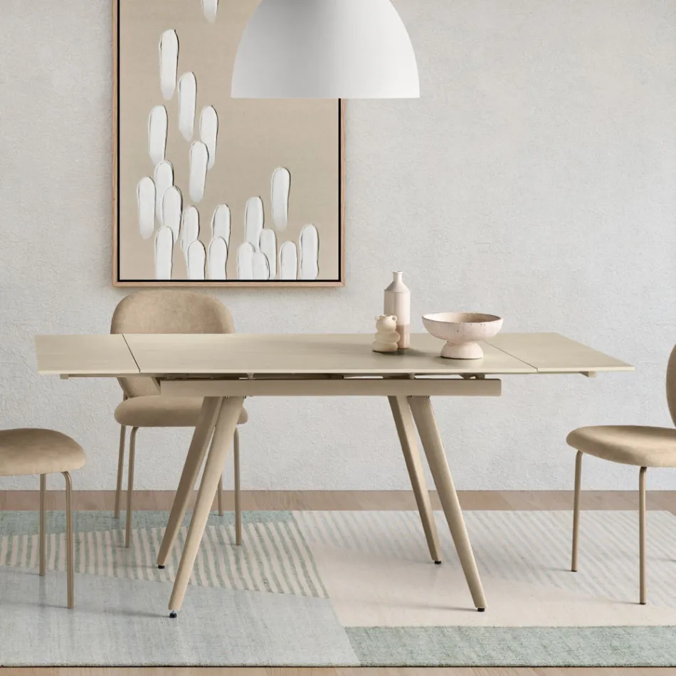 Mesa extensible de hasta 180 cm en piedra efecto mármol y metal - Numa viadurini