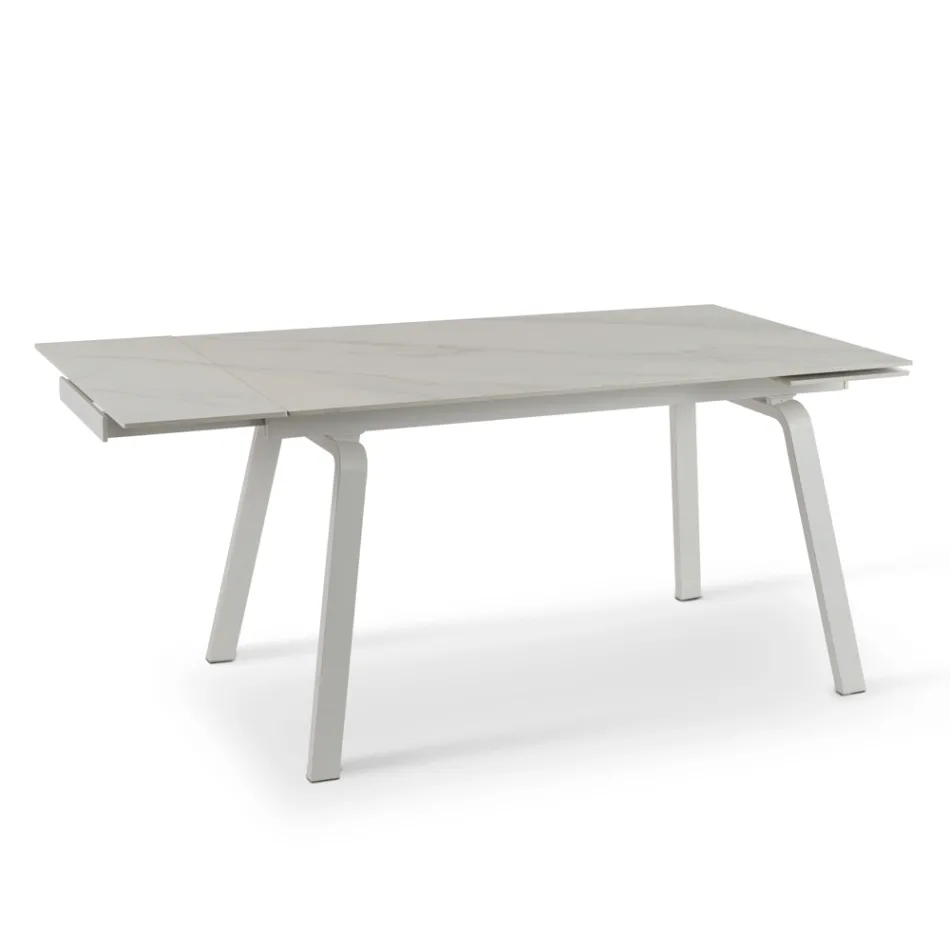 Mesa extensible hasta 200 cm en Piedra Sinterizada Efecto Mármol - Piña viadurini