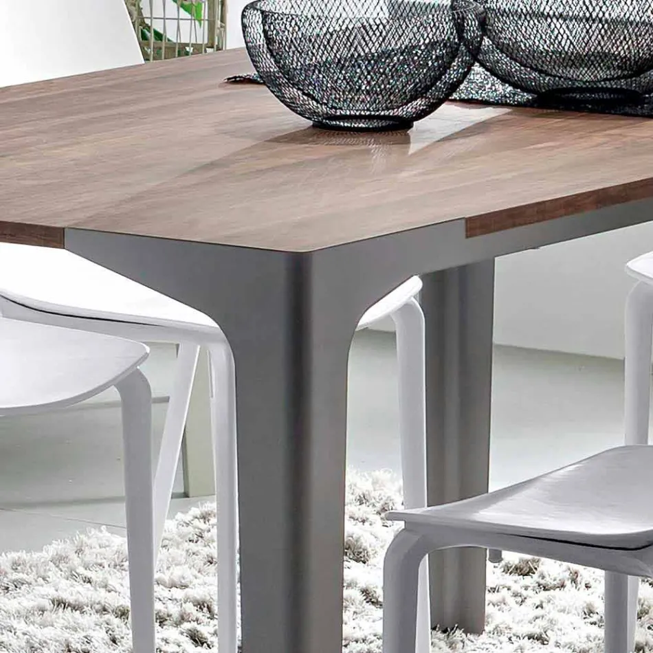 Mesa extensible hasta 222 cm en Hpl efecto madera Made in Italy - Vulcano viadurini